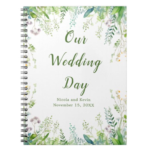 Eucalyptus Greenery verlaat weddingplanner Notitieboek (Voorkant)