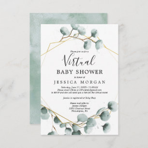 Eucalyptus Greenery Virtual Baby shower Invitation Kaart