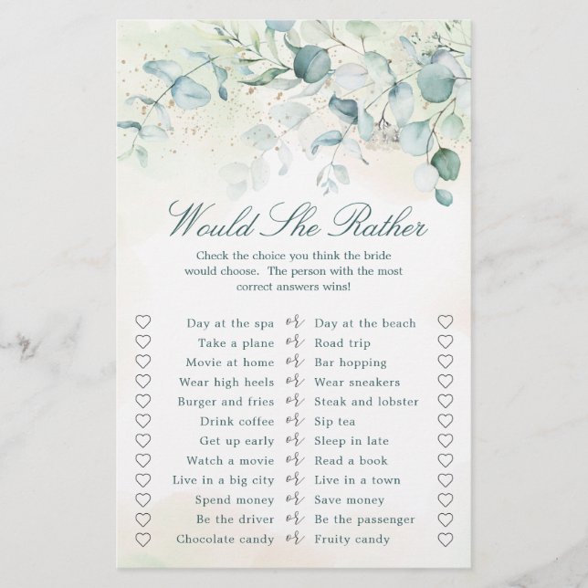 Eucalyptus Greenery Vrijgezellenfeest Game (Voorkant)