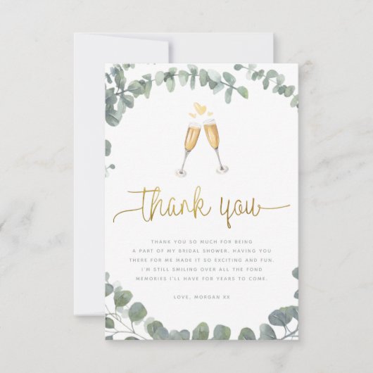 Eucalyptus Greenery Vrijgezellenfeest Hartelijk da Bedankkaart (Voorkant)