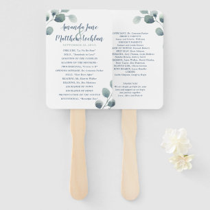 Eucalyptus Greenery Waterverf Foliage Dusty Blue Handwaaier