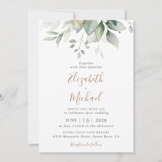 Eucalyptus Greenery Waterverf QR Code Weddenschap Kaart (Voorkant)