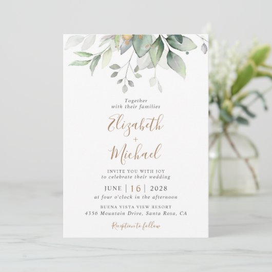 Eucalyptus Greenery Waterverf QR Code Weddenschap Kaart (Staand voorkant)