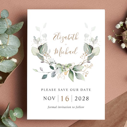 Eucalyptus Greenery Waterverf QR Code Weddenschap Save The Date