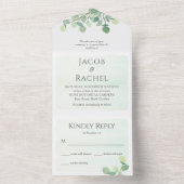 Eucalyptus Greenery Waterverf Wedding All In One Uitnodiging (Binnen)