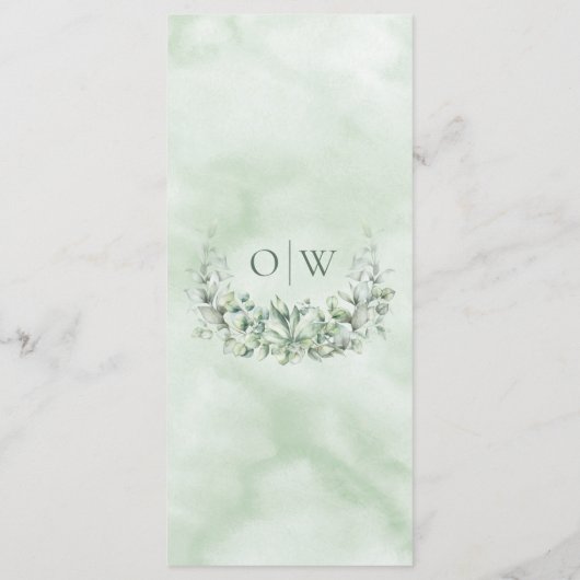 Eucalyptus Greenery Waterverf Wedding Menu (Achterkant)