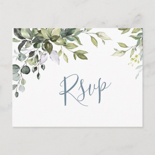 Eucalyptus Greenery Waterverf Wedding RSVP Briefkaart (Voorkant)