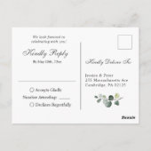 Eucalyptus Greenery Waterverf Wedding RSVP Briefkaart (Achterkant)
