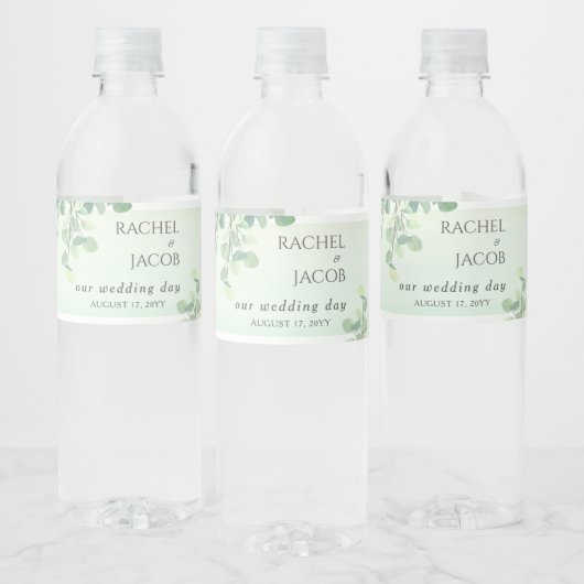 Eucalyptus Greenery Waterverf Wedding Waterfles Etiket (Flessen)