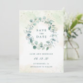 Eucalyptus Greenery Waterverf Wreath Wedding Save The Date (Staand voorkant)