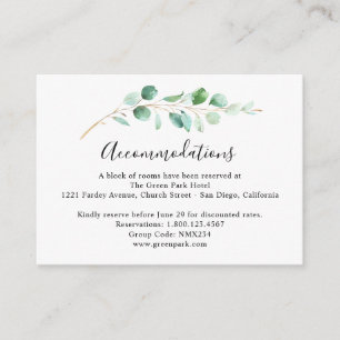 Eucalyptus Greenery Wedding Accommodatie Informatiekaartje