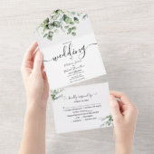 Eucalyptus Greenery Wedding All In One Uitnodiging (Afscheurbaar)
