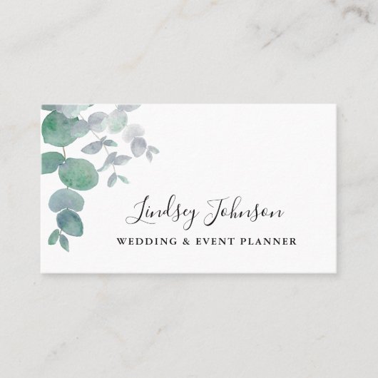 Eucalyptus Greenery Wedding and Event Planner Visitekaartje (Voorkant)