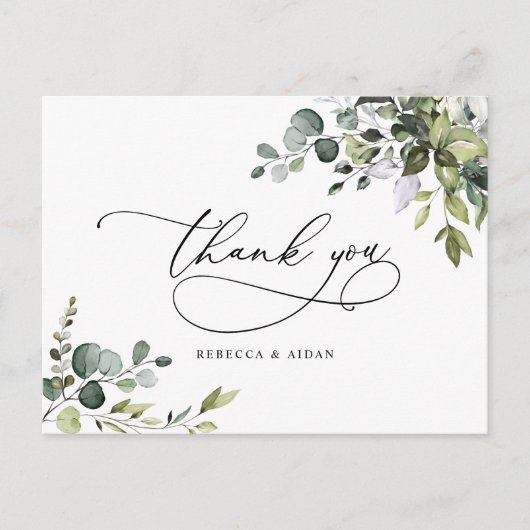 Eucalyptus Greenery Wedding Bedankt Briefkaart (Voorkant)