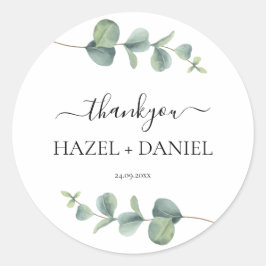 Eucalyptus Greenery Wedding Bedankt Ronde Sticker