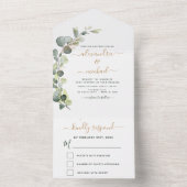 Eucalyptus Greenery Wedding Elegant Modern All In One Uitnodiging (Binnen)