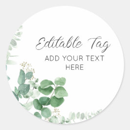 Eucalyptus, Greenery, Wedding Favor Ronde Sticker