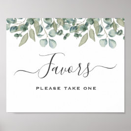 Eucalyptus Greenery Wedding Favor Sign Poster