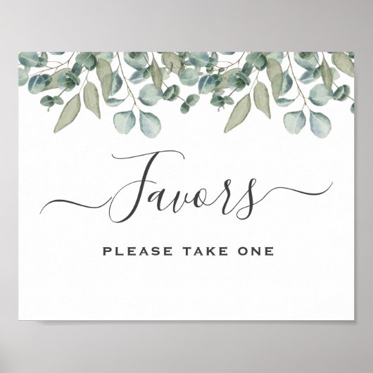 Eucalyptus Greenery Wedding Favor Sign Poster (Voorkant)