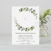 Eucalyptus Greenery Wedding Folie Uitnodiging (Staand Voorkant)