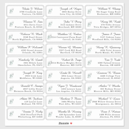 Eucalyptus Greenery Wedding Guest Adresetiketten Sticker (Vel)