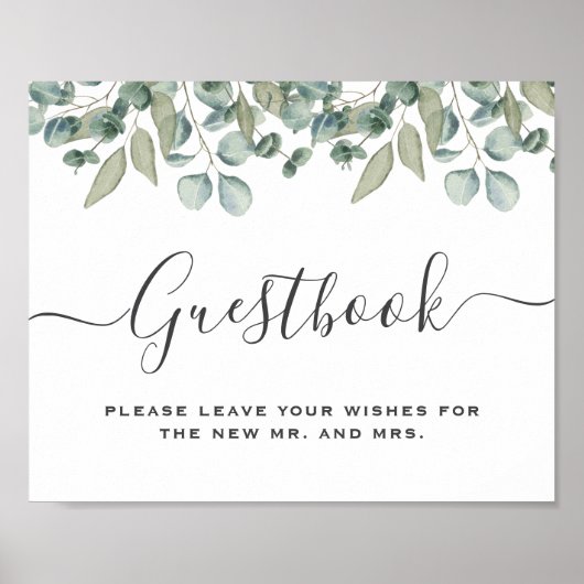 Eucalyptus Greenery  Wedding Guestbook Sign Poster (Voorkant)