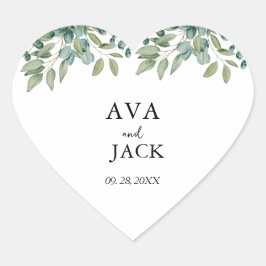 eucalyptus greenery wedding hart sticker