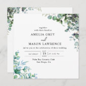 eucalyptus greenery wedding Invitation (Devant / Derrière)