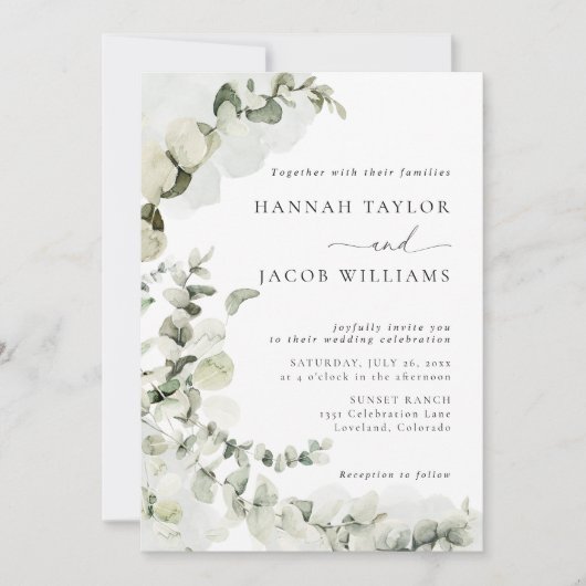 Eucalyptus Greenery Wedding Invitation (Devant)