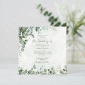 Eucalyptus Greenery Wedding Invitation 1001 Square (Debout devant)