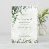 Eucalyptus Greenery Wedding Invitation Flat Card (Debout devant)