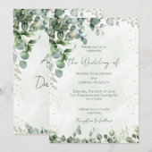 Eucalyptus Greenery Wedding Invitation Flat Card (Devant / Derrière)