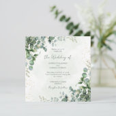 Eucalyptus Greenery Wedding Invitation Square 1001 (Debout devant)