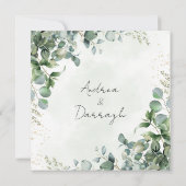 Eucalyptus Greenery Wedding Invitation Square 1001 (Dos)