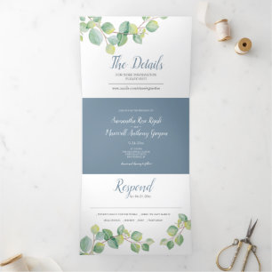 Eucalyptus Greenery Wedding Invitations Drieluik Uitnodiging