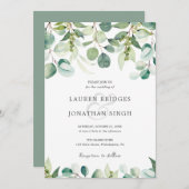 Eucalyptus Greenery Wedding Kaart (Voorkant / Achterkant)