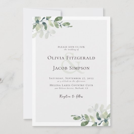 Eucalyptus Greenery Wedding Kaart (Voorkant)