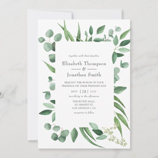 Eucalyptus Greenery Wedding Kaart (Voorkant)