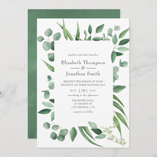 Eucalyptus Greenery Wedding Kaart (Voorkant / Achterkant)
