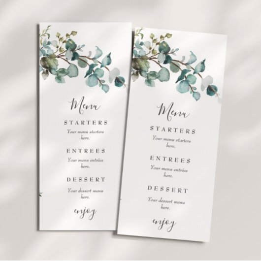 Eucalyptus Greenery Wedding Menu