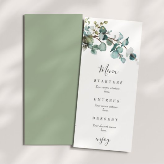 Eucalyptus Greenery Wedding Menu