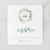 Eucalyptus Greenery Wedding Place Card (Buitenkant ongevouwen)
