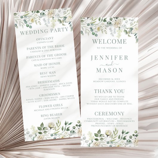 Eucalyptus Greenery Wedding Programme Cartes
