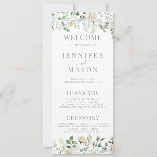 Eucalyptus Greenery Wedding Programme Cartes (Devant)