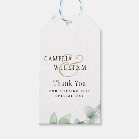 Eucalyptus Greenery Wedding QR CODE Moderne Budget Cadeaulabel (Voorkant)