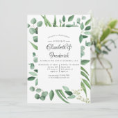 Eucalyptus Greenery Wedding Rehearsal Dinner Kaart (Staand voorkant)