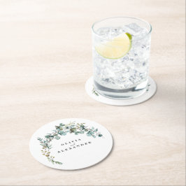 Eucalyptus Greenery Wedding Ronde Kartonnen Onderzetter