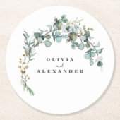 Eucalyptus Greenery Wedding Ronde Kartonnen Onderzetter (Voorkant)