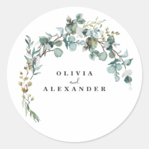 Eucalyptus Greenery Wedding Ronde Sticker