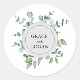 eucalyptus greenery wedding  ronde sticker